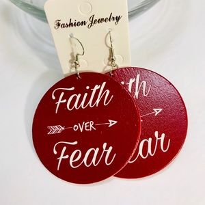 Faith over fear dangling earrings